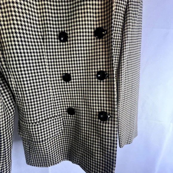 Rena Rowan for Saville Houndstooth Wool Blend Double Breasted Blazer Size 4 - Picture 4 of 10